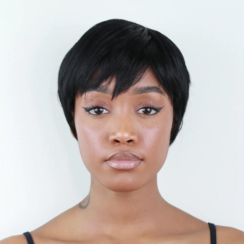 Sauce: Short Black Pixie Heat Resistant Synthetic Fibre Wig 1