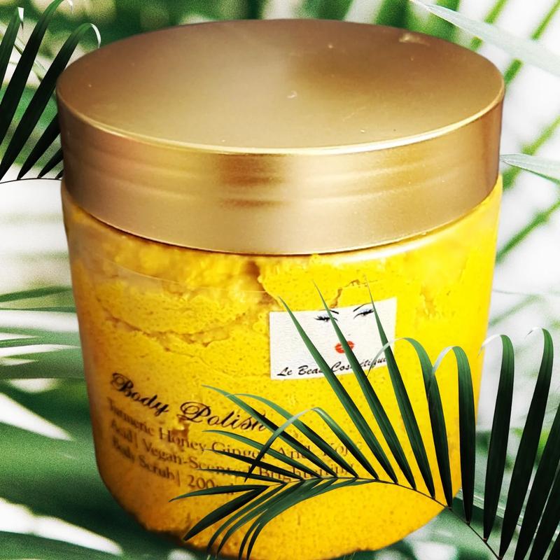 Turmeric Ginger And Kojic Body Polish|Vegan-Scented Honey Ginger Tumeric And Kojic Body Scrub| 250ml Body Care Essence Skincare Gentle Nourishing Olive Skin Repair Cosmetic Cleansing Cleanser Sugar 5