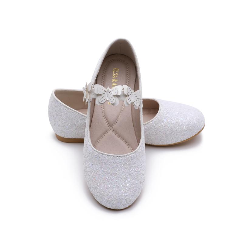 Girl Snow Queen Flat Sparkle Princess Fancy Dress Up Shoes - for Parties & Birthdays, Cosplay - SH2209-WHT 1