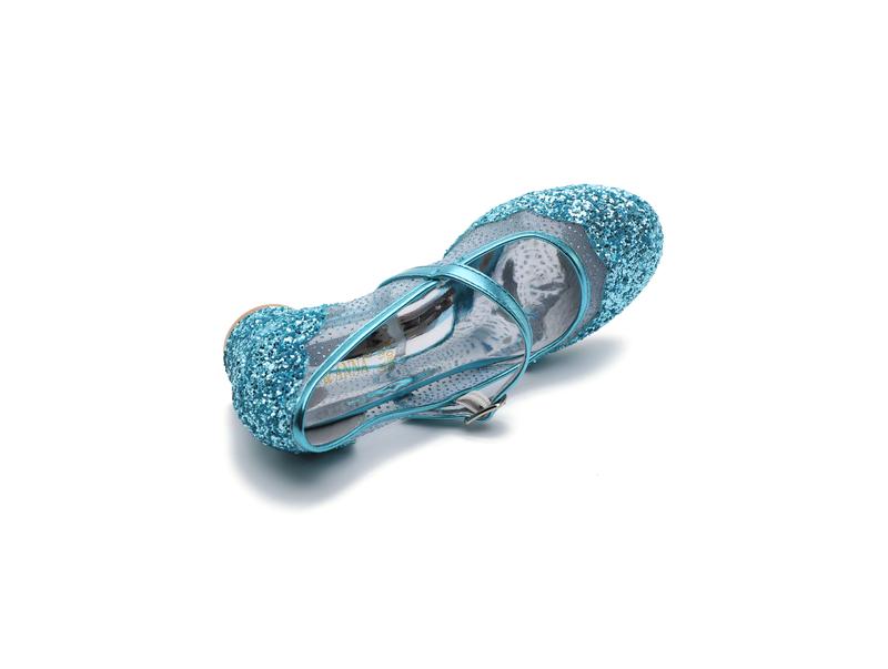 Girl Snow Queen 3cm Heeled Sparkle & Crystals Princess Fancy Dress Up Shoes - for Parties & Birthdays, Cosplay - Kids High Heels​​ - SH2205-BLU 5