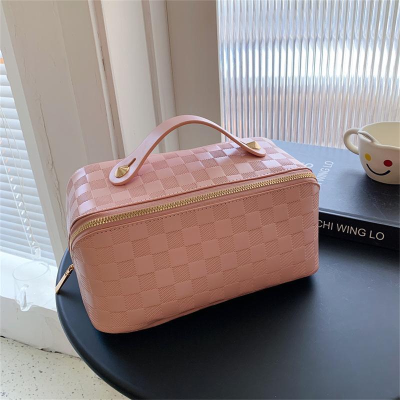 Large-Capacity Travel Cosmetic Bag, Large Travel Makeup Bag, Waterproof Portable Leather Makeup Bags, Double-Layered Cosmetic Bag, Multifunctional Storage Makeup Bags for Women 4
