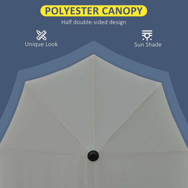 Outsunny 2m Half Parasol Market Umbrella Garden Balcony Parasol with Crank Handle, Cross Base, Double-Sided Canopy, Dark Grey 5