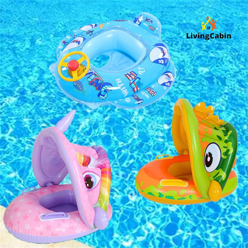 ON HAND Kid Swimming Float Boat Inflatable Floater Swimming Ring ...