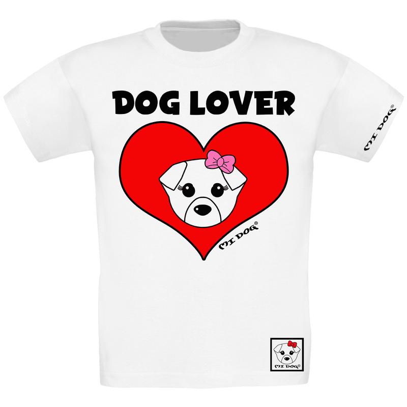Mi Dog, Girls, Dog Lover With Heart , Regular Fit T-Shirt, White 1