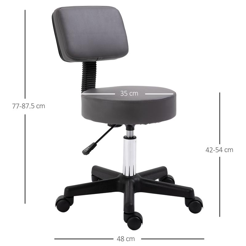 HOMCOM Beautician's Swivel Salon Chair w/ Padded Seat Back 5 Wheels Adjustable Height Salon Hairdressers Tattoo Spa Rolling Cushion Professional Grey 2