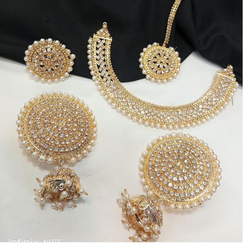 Naira - Full 4 pieces set | 12 colours available |  Necklace with rings tika earrings choker 2