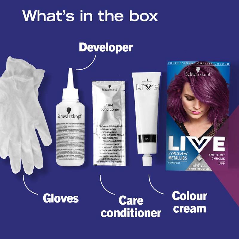 Schwarzkopf LIVE Urban Metallics Vibrant, Long Lasting, Permanent Silver Hair Dye, Infused with Coconut Oil for Shiny Hair, Choose Your Shade 5