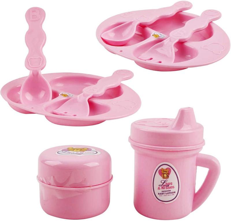 deAO Nurturing Pretend  28pcs Baby Doll Accessories Set With Bag – Baby Care, Feeding & Bath Toy Kit with Clothes, Pacifier & Dummy – Role Play Gift for Girls & Boys 6