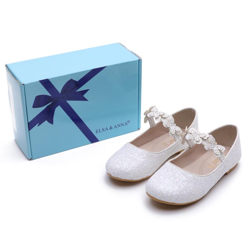 Girl Snow Queen Flat Sparkle Princess Fancy Dress Up Shoes - for Parties & Birthdays, Cosplay - SH2209-WHT 3