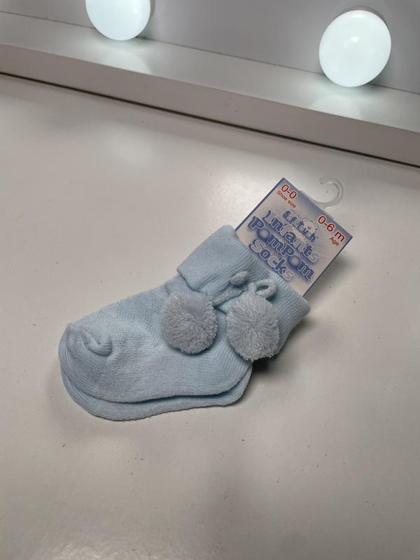 Blue Pom Pom Ankle Socks 0