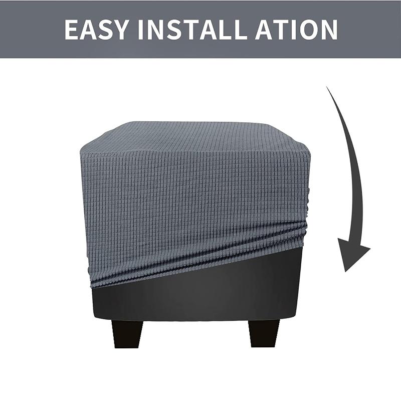 Product Introduction of Durable Square Jacquard Durable Customized Stretch Footrest Ottoman Cover Folding Storage Stool Furniture Protector Slipcover 2