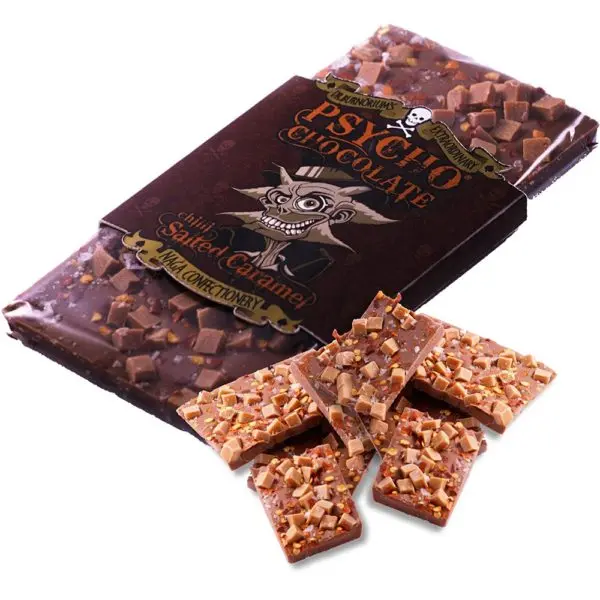 Psycho Chocolate Salted Caramel – Spicy Caramel Milk Chocolate with Naga Jolokia Chilli