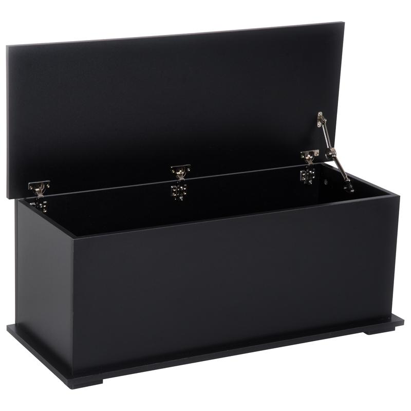 GYWooden Storage Box Clothes Toy Chest Bench Seat  Bedding Blanket Trunk Container with Lid - Black 0