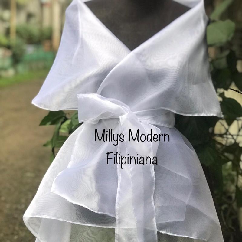 Filipiniana wrap around white plain alampay balabal maria clara ...