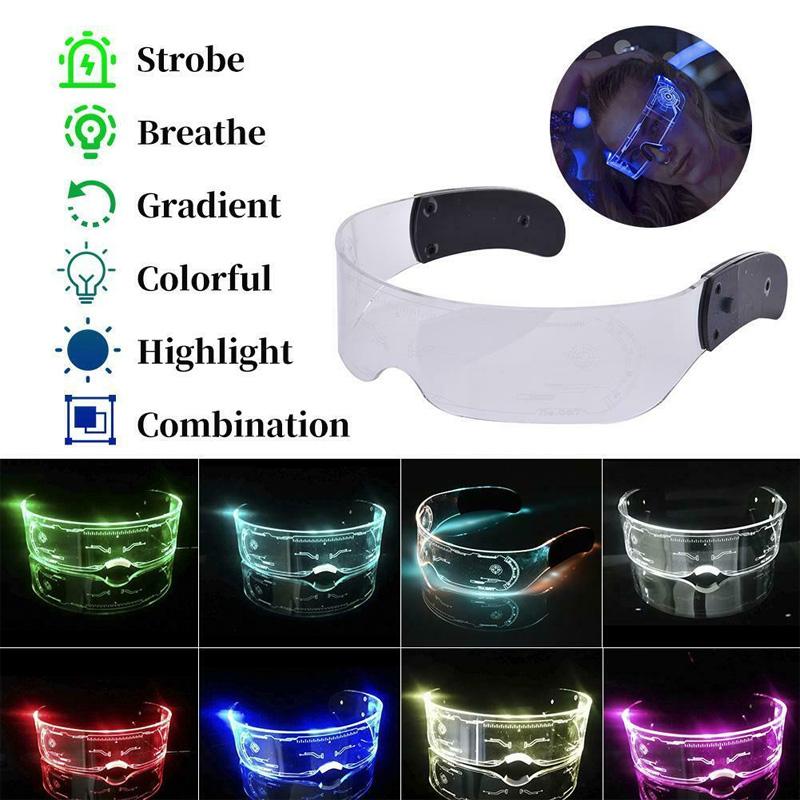 LED Colorful Luminous Glasses Adjustable Color Light Bar Goggles ...
