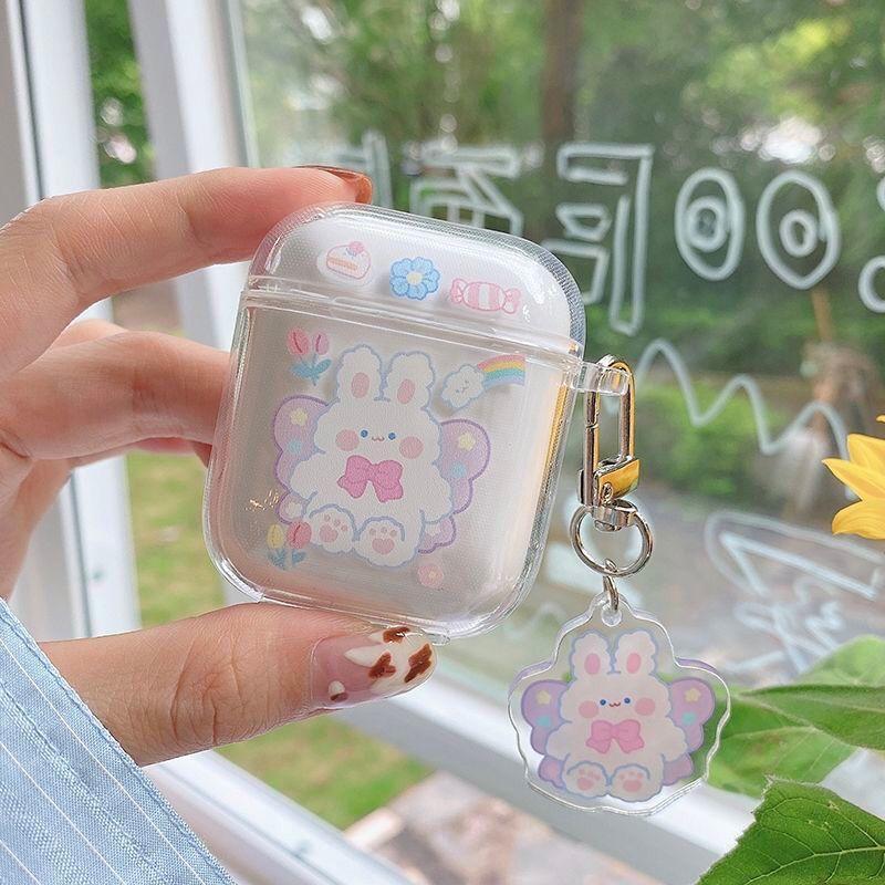 Product Introduction of Cute Fresh Flower Earphone Case For AirPods 1 2 Pro Case Transparent TPU Air pods 3 Bluetooth Earphone Charging Box With Keyring 6