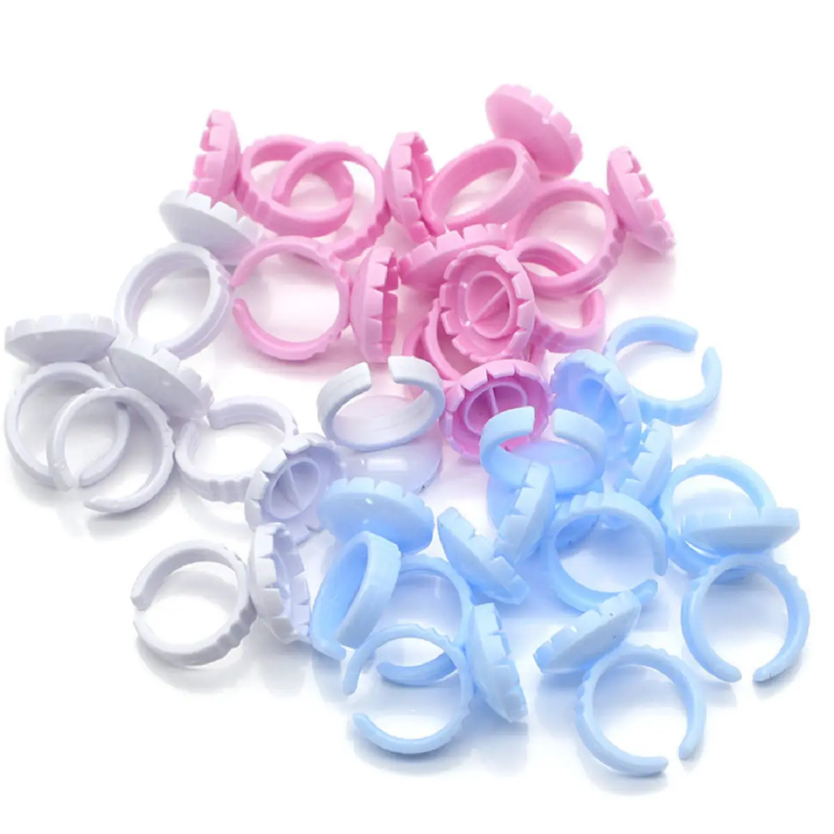 Eyelash Glue Holder Heart Individual Eyelashes Extention Blossom Ring Cup ( 15PCS )