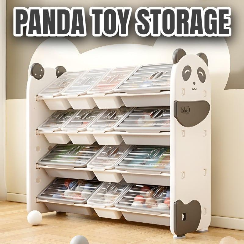 Panda Toy Storage Rack Organizer with Cover for Home Space Saving ...