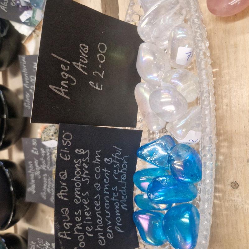 Angel / Aqua aura crystal tumblestones 2
