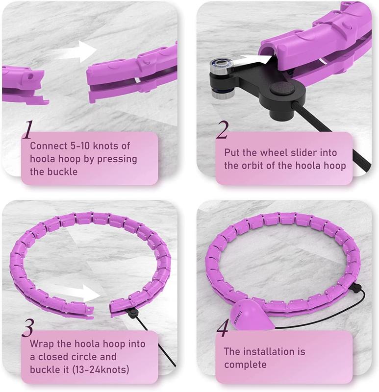 UK Seller - Smart Weighted Fit Hoop Plus Size for Adults Weight Loss, Hula Circle-2 in 1 Infinity Fitness Hoop, 28 Links Detachable & Size Adjustable, with Ball Auto Rotate 360 Degree for Women 3