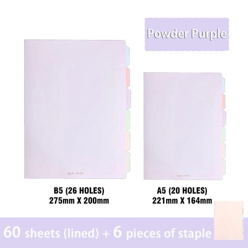 Product Introduction of A5(20 holes)/B5(26 holes) Soft Pastel Color Binder Notebook Refillable with Pastel Index Divider 9