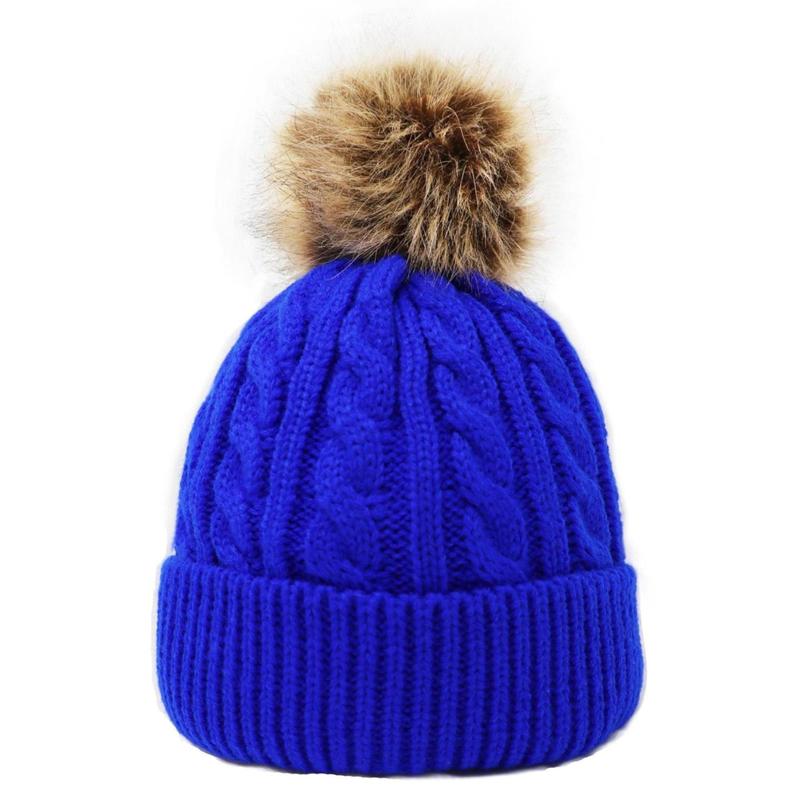 Kids Cable Knitted Pom Hat Winter 6