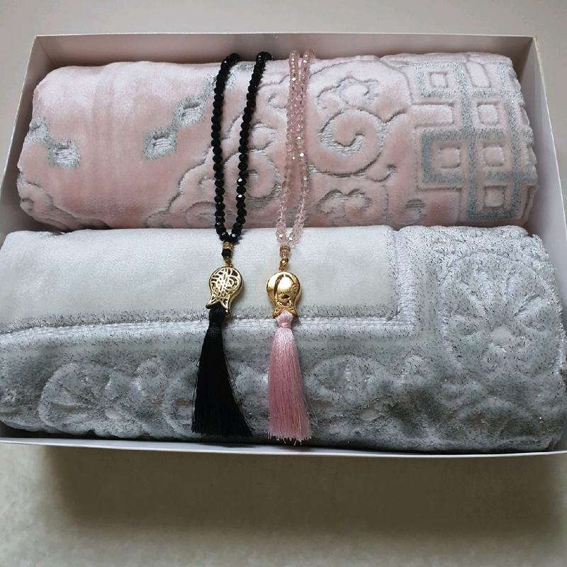 Couples Customized Thick Prayer rug + Tasbeeh Set | Islamic Gift for Eid Anniversary Nikaah Ramadan,Aaliyah gifts | Personalized Couples set personalised prayermat 8