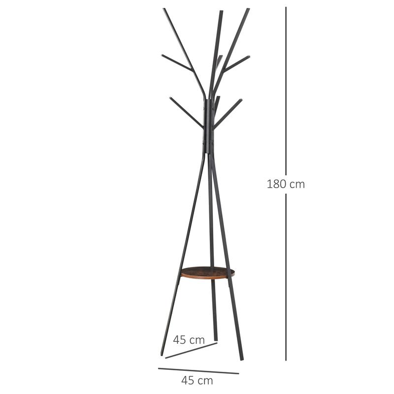HOMCOM 180cm Free Standing Metal Coat Rack Stand 9 Hooks Clothes Tree 2