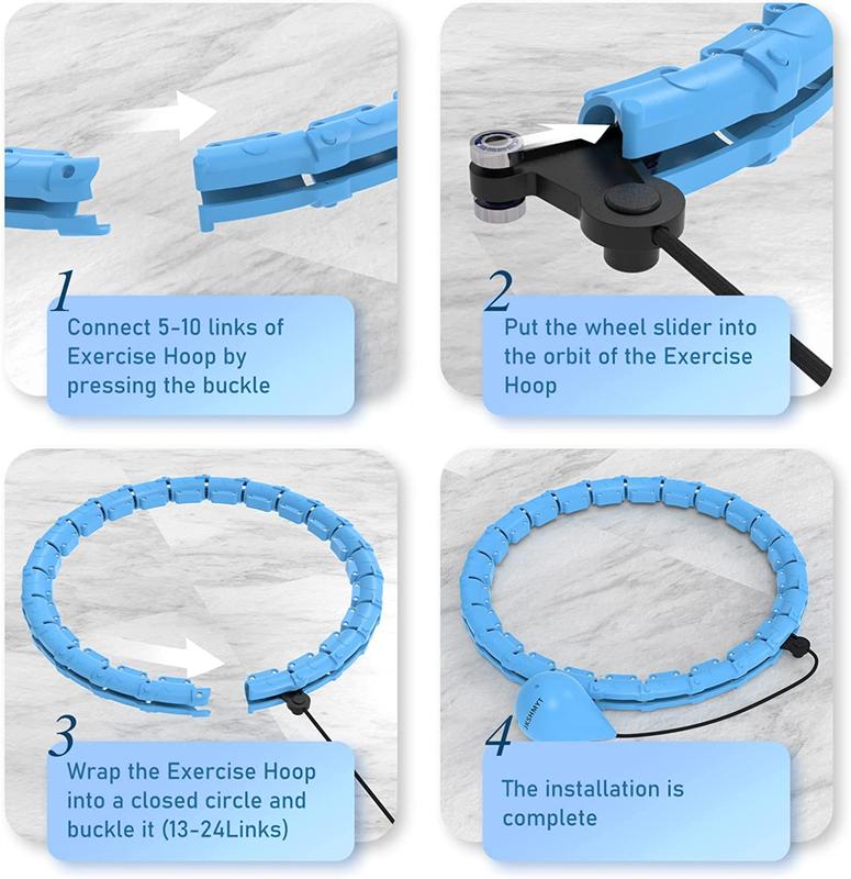 UK Seller - Smart Weighted Fit Hoop Plus Size for Adults Weight Loss, Hula Circle-2 in 1 Infinity Fitness Hoop, 28 Links Detachable & Size Adjustable, with Ball Auto Rotate 360 Degree for Women 7