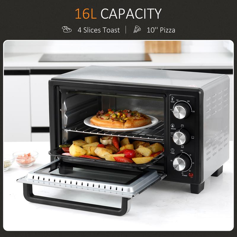 Mini Oven 16L Countertop Electric Grill w/ Adjustable Temperature Timer 1400W 3