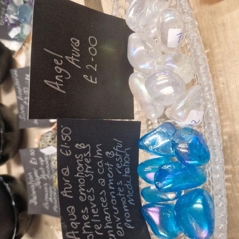 Angel / Aqua aura crystal tumblestones 0