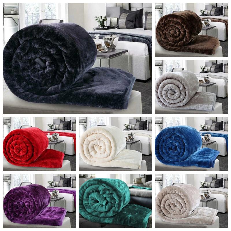 Double & King Size Faux Fur Fleece Mink Blanket Soft Warm Large Sofa Bed Throw 2