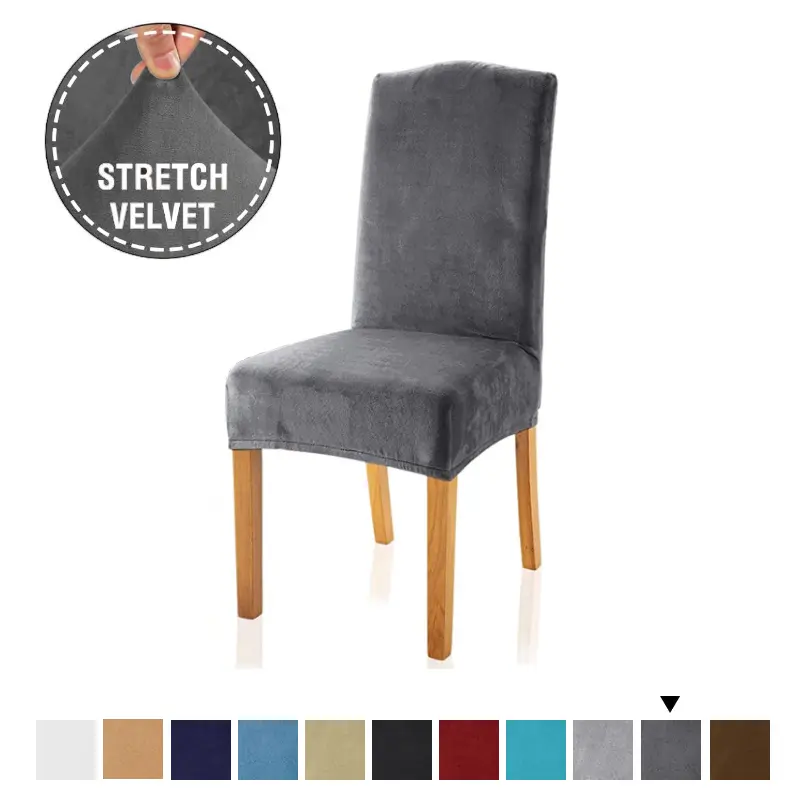 High Stretch Spandex Velvet Fabric Cheap Chair Covers Universal Size Chair Covers Seat Case Dining Room Slipcovers