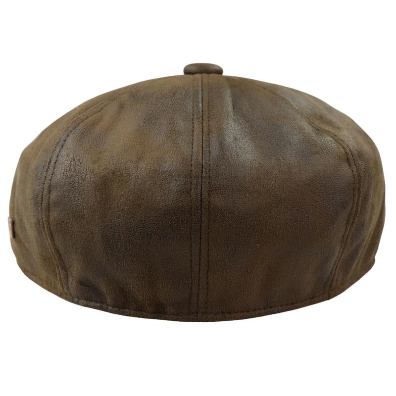 Men's 8 Panel Razor Baker Boy Hat PU Leather Blinders Newsboy Flat Cap Black Brown 2