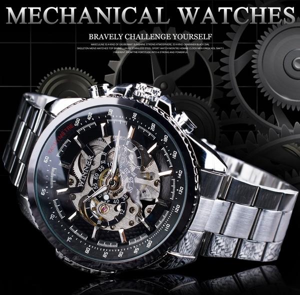 Winner Luxury Automatic Mechanical Skeleton Watch Silver luxury  watch 1