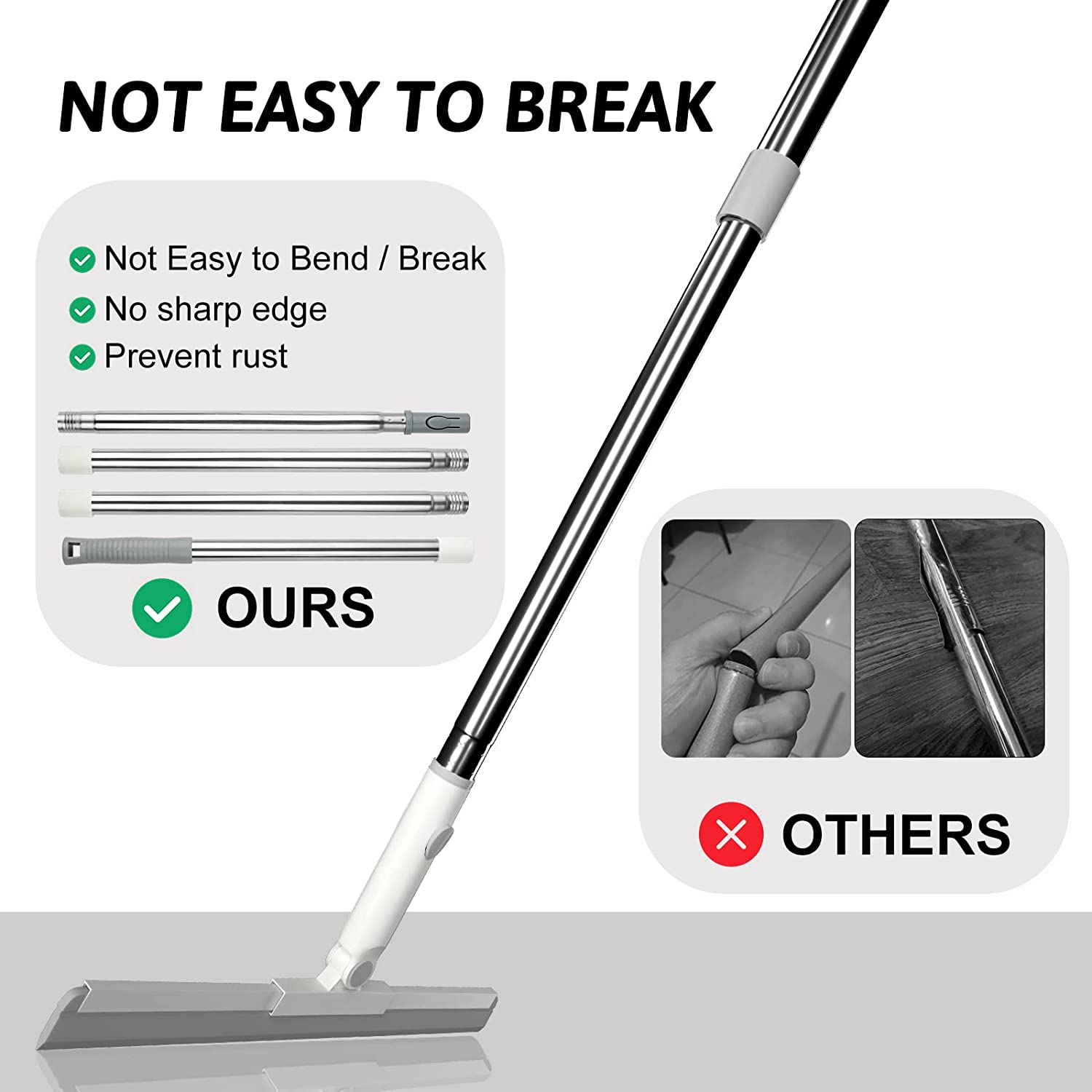 Floor Squeegee with Adjustable Long Handle, Remove Water Cleaning Sili –  TIKTOK FACE
