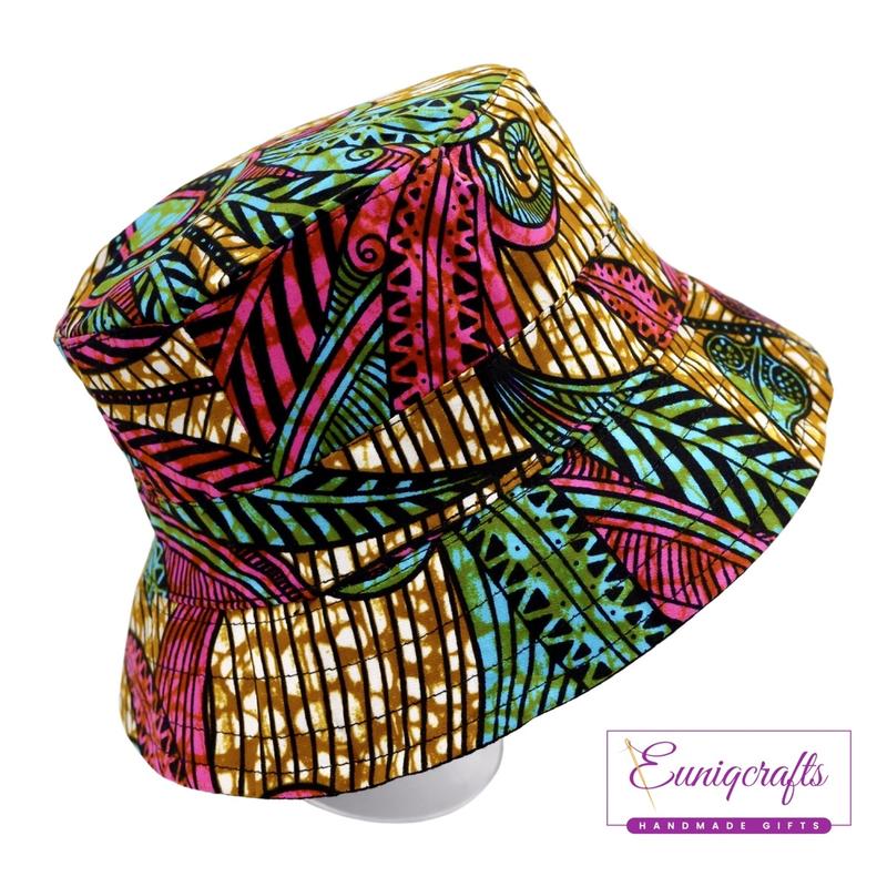 Product Introduction of African print bucket hat , sun hat reversible Striped Baseball Cap Baseball Cap Baseball Cap Winter Winter Winter Summer Polka Dot Cotton Silk Plain Floral Beret Striped 12