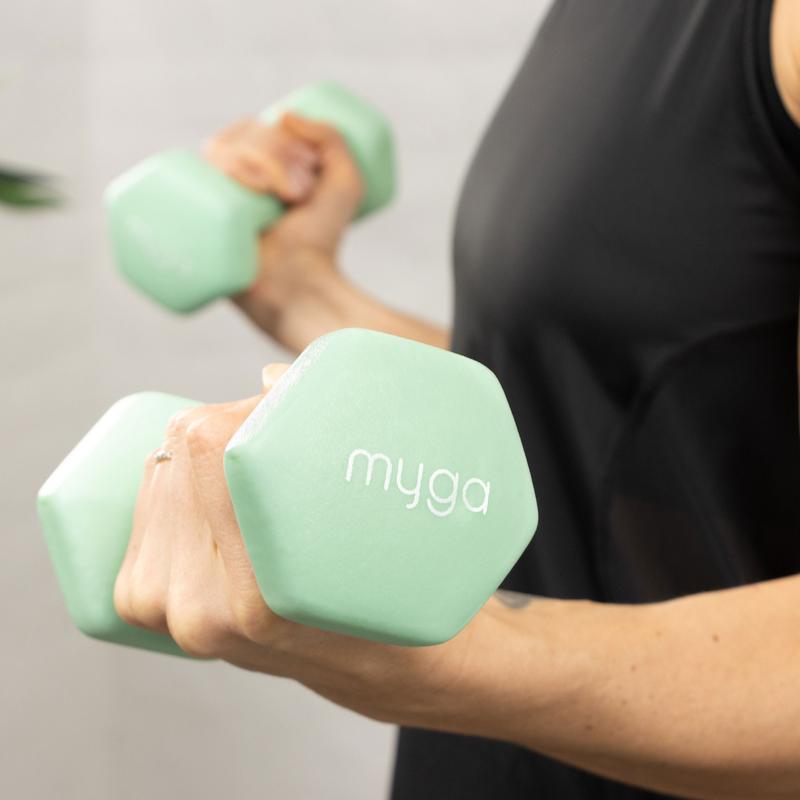 Myga Dumbbells - Pair of Cast Iron & Neoprene Hex Weights for Core Strength and Fitness Exercises, Aerobics and Training - Non-Slip Dumbbells for Home, Gym and Studio - SOLD AS PAIRS, Choice of Weight, 1kg - 10kg 3