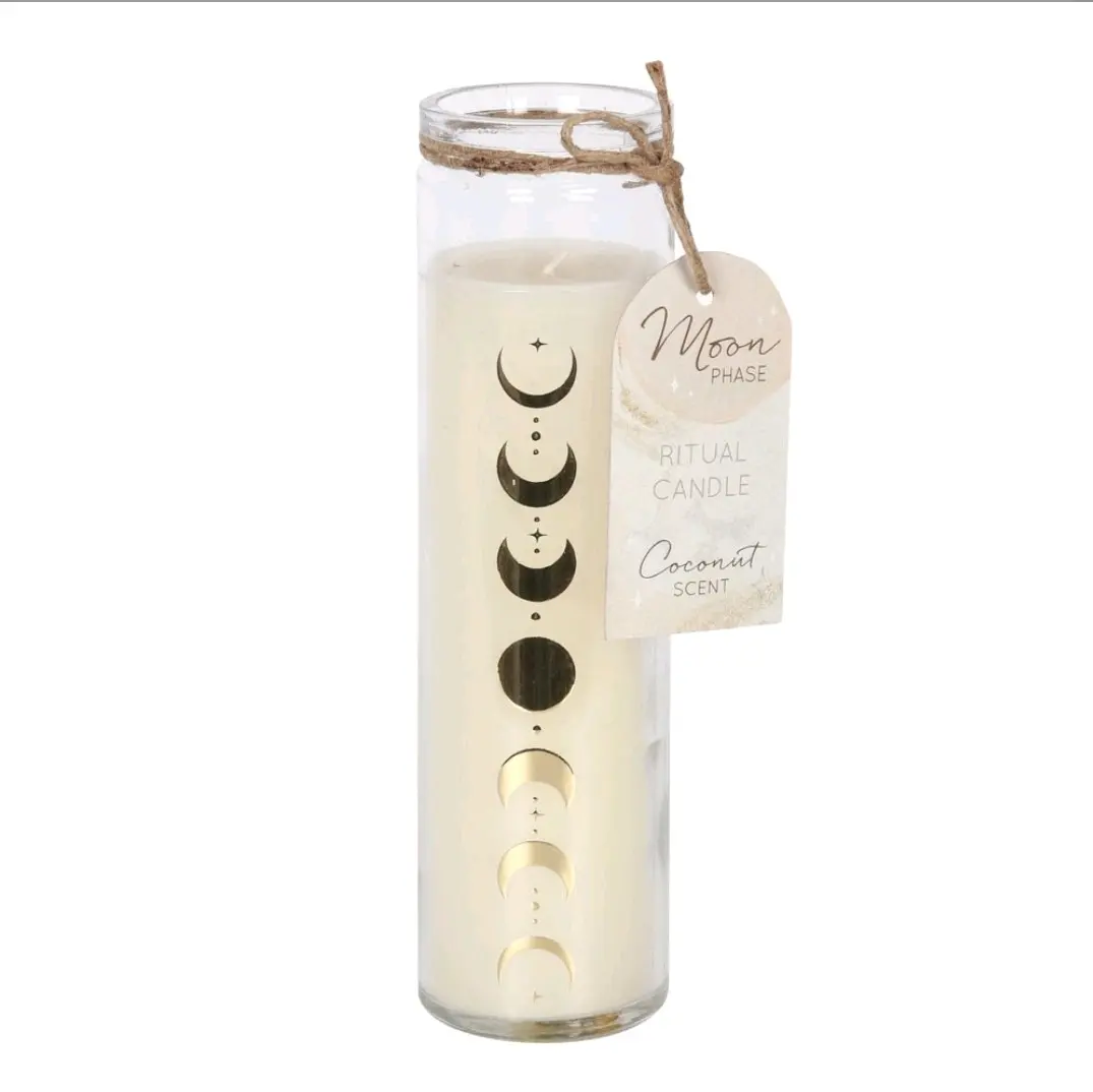 moon phase lunar coconut glass candle
