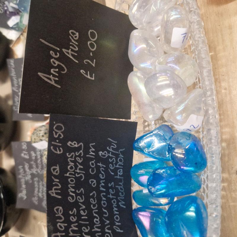 Angel / Aqua aura crystal tumblestones 1