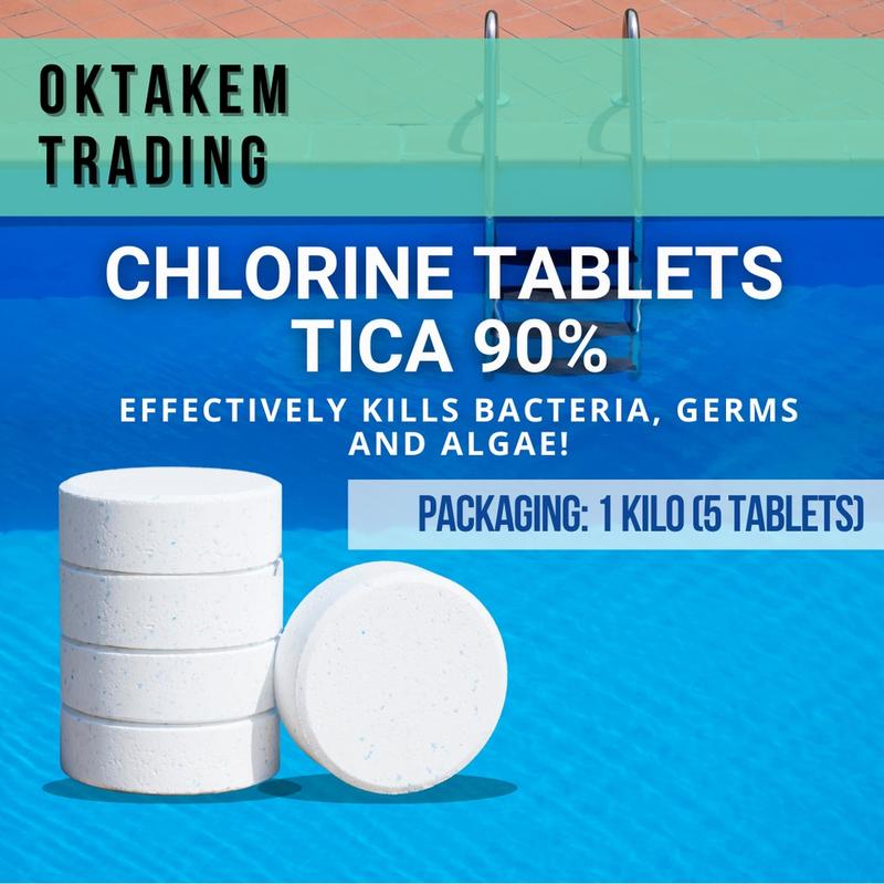 Chlorine Tablet 1kg 5 tablets for Swimming Pools TCCA TICA Oktakem ...