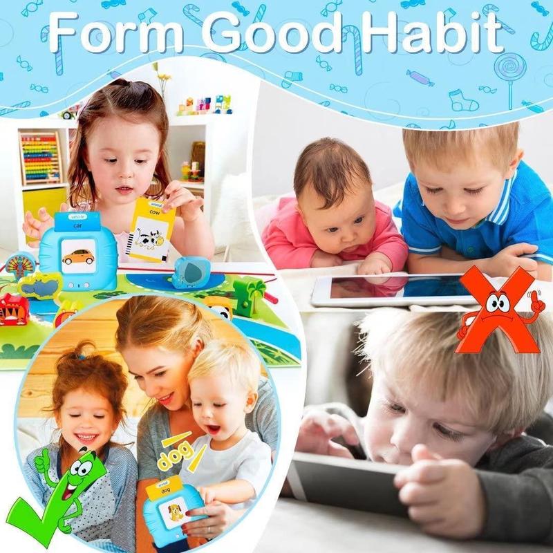 224 Words Talking Flash Cards Early Learning Toy 2-6 Toddler Child Preschool Smart Intelligent Animals Audible Flash Cards Blue 3