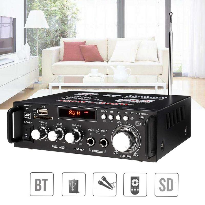 Product Introduction of 800W BT-309A Bluetooth Amplifiers HIFI USB FM Radio Car Audio Amplificador De Audio Subwoofer 12/220V HIFI 2 CH Home Theater Amp Connection Durable 47