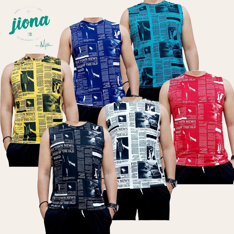 Product Introduction of Men'S Sleeveless T-Shirt Vest Magazine Print Edition, Fashionable, Loose, Daily Street Vest Top 2
