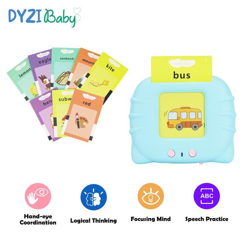 224 Words Talking Flash Cards Early Learning Toy 2-6 Toddler Child Preschool Smart Intelligent Animals Audible Flash Cards Blue 0