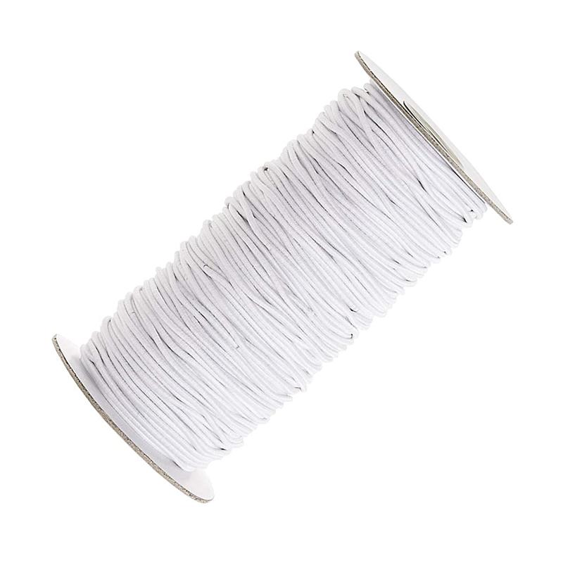 Trimming Shop 3mm Wide Round Elastic Band, Sewing Elastic String Roll, Stretchy Strap, Earloop Cord for Handmade DIY Crafts, Jewelry Making, Beading, Knitting, White, 100 Metres 1