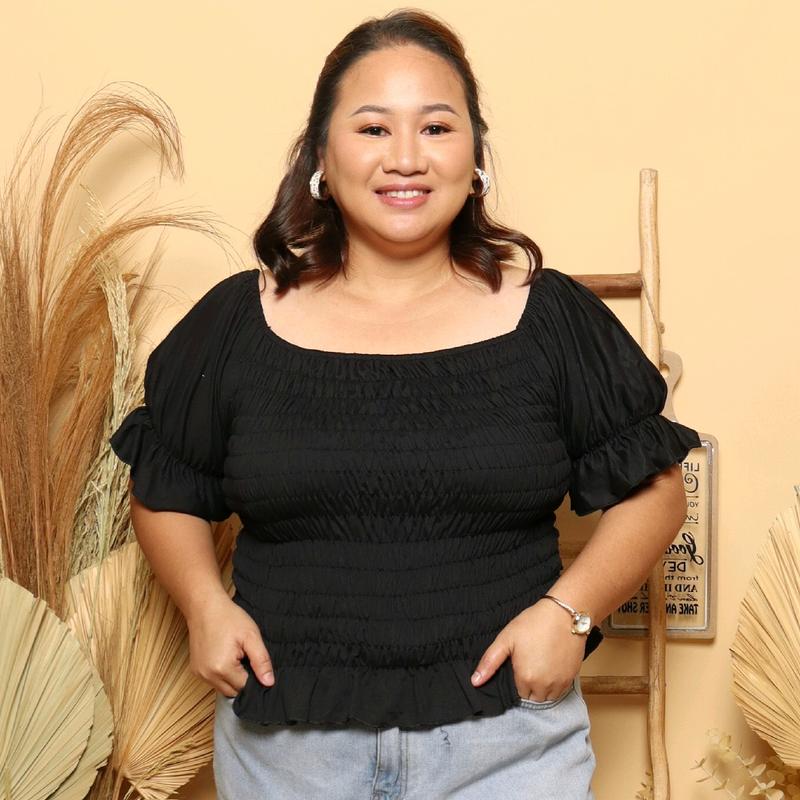 PLUS SIZE PUFF SLEEVE SMACKING TOP (L-2XL) Plain - TikTok Shop Philippines