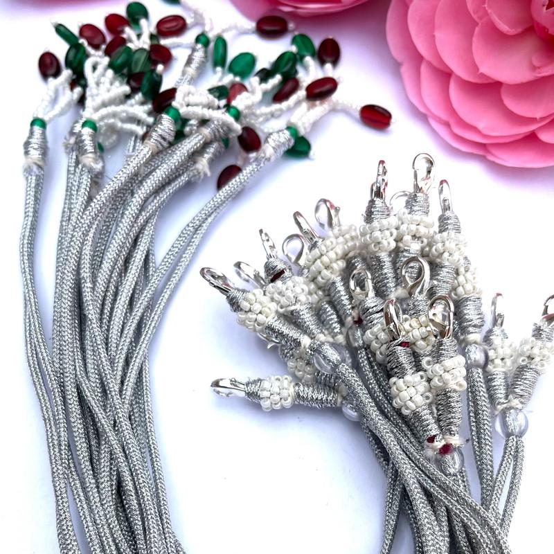 Handmade Silver Adjustable Necklace for Thread Cord with Lobster Clasps Zari Dori / Resham Dori for jewellery / Jewelry Necklace makings 1