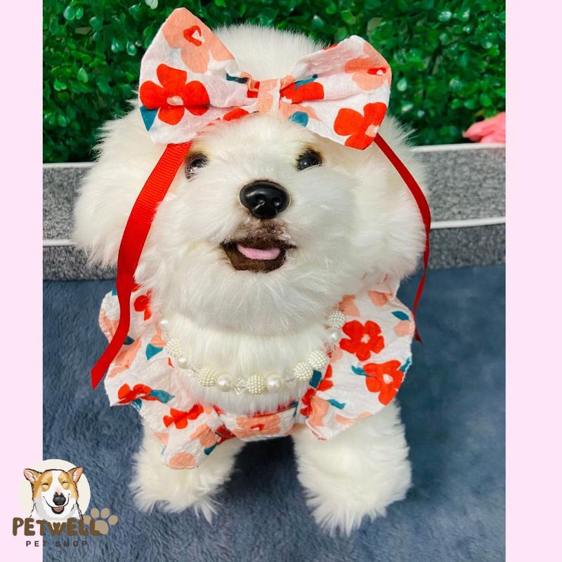 Product Introduction of Pet Dress Floral Pattern Pleated Hemming Windproof Pet Vest Puppy Flying Sleeve Clothes for Spring 34