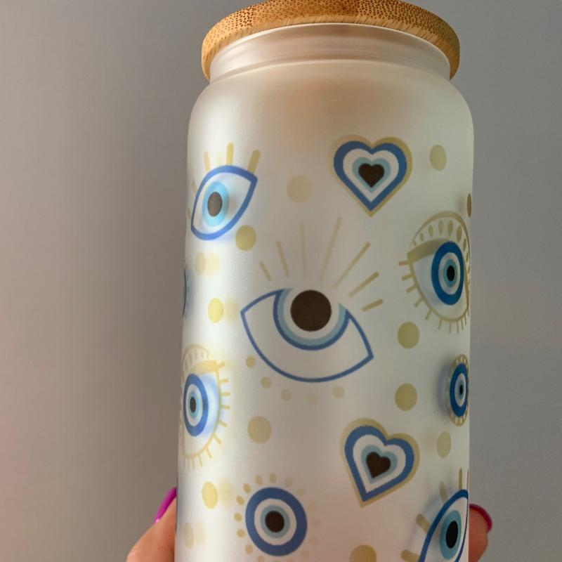 Evil Eye Libbey Can Glass Cup 16oz 7